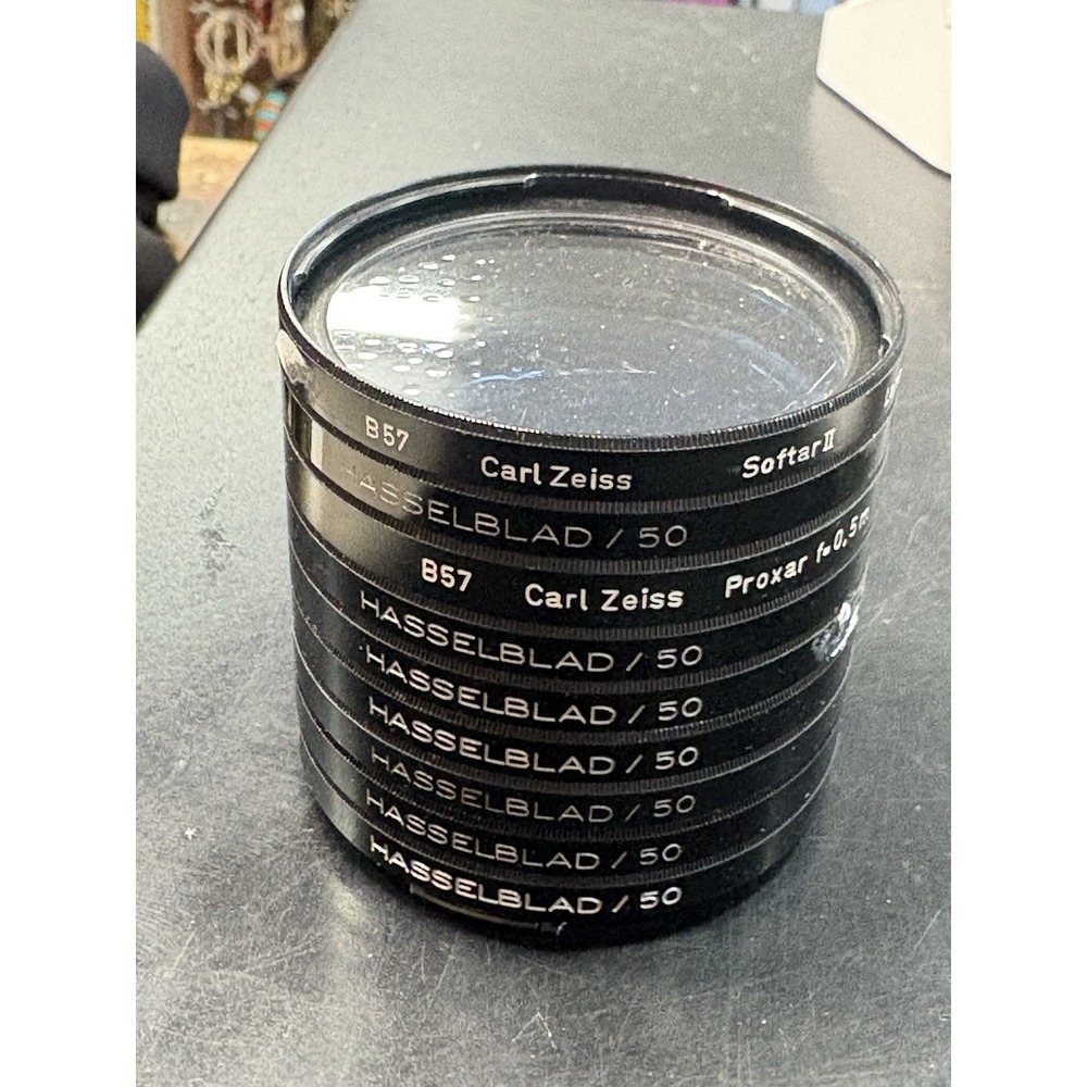 Vintage Lot 9 HASSELBLAD B50 Lens Filters Blue Red Haze 1-2X 50mm Zeiss - Clean!